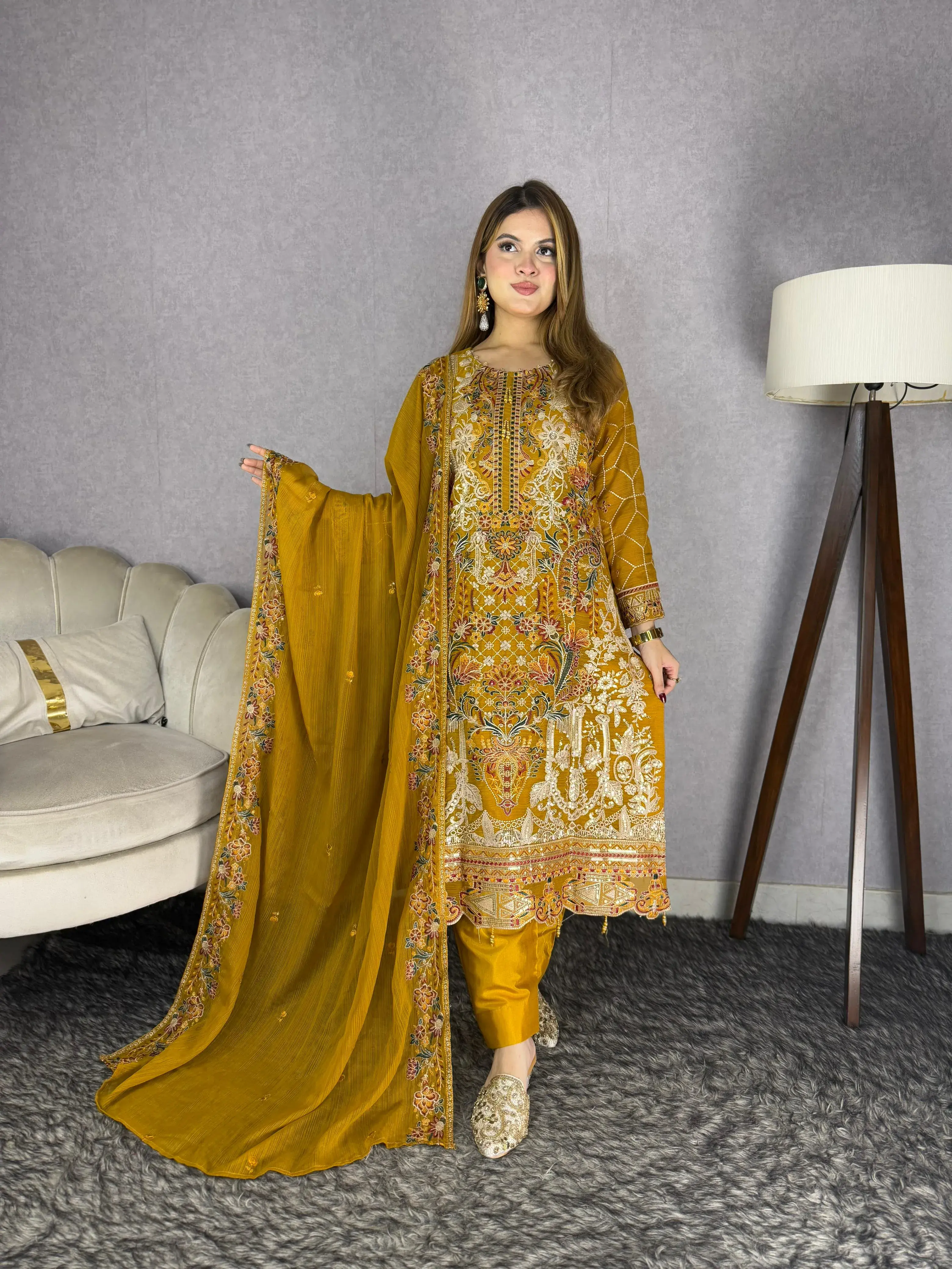 Georgette 4 Pices Unstitched Dress view 4
